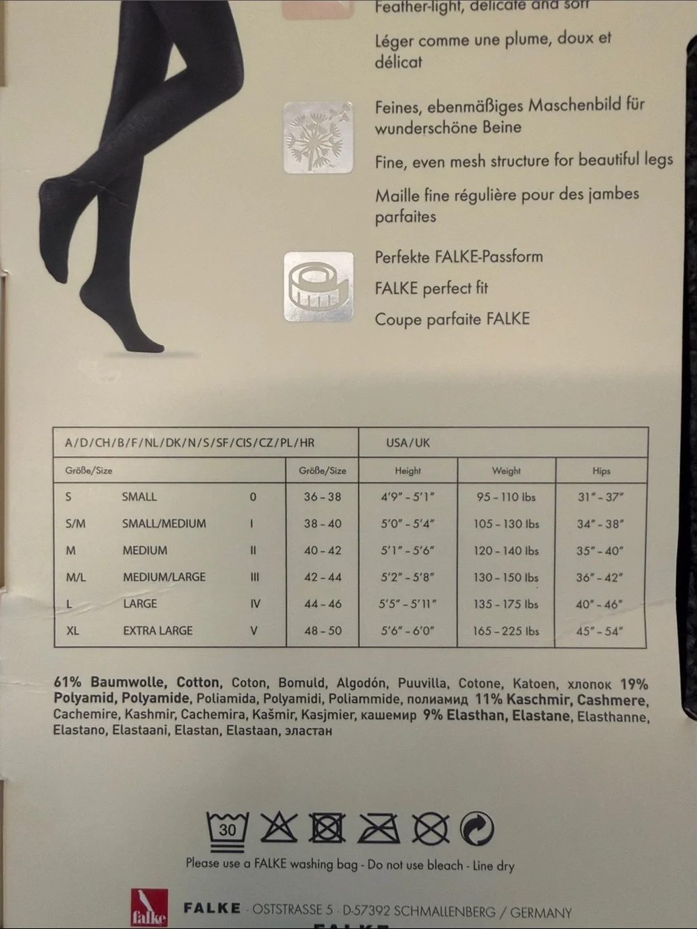 Falke Sensual Cashmere 50 Tights in Black